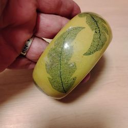 Bangle Bracelet- Wooden With Leaves