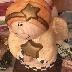 😇 Vintage Angel & Snowman ⛄️ Cookie Jars