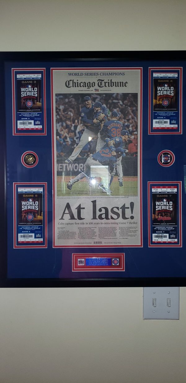 Chicago Cubs 2018 World Series Champions News Paper Custom Frame Chicago Cubs 2018 World Series Champions News Paper Custom Frame Collectibles In Golden Beach Fl Offerup