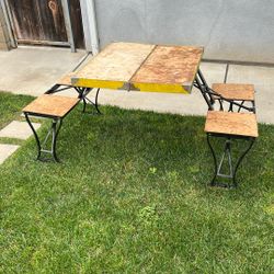Vintage Handy Folding Camping Table & Chair Set