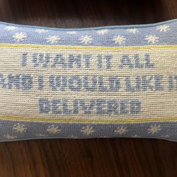 Furbish Needlepoint Pillow 13” X7”  Pick Up In San Francisco. Cash Only.