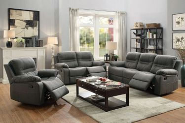 2 Piece Recliner Sofa & Recliner Loveseat-$750.00 (Recliner Chair-$250.00) –Slate Blue Color