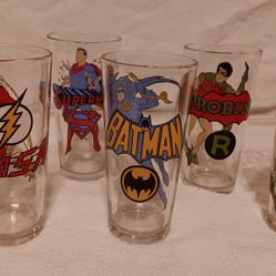 Vintage DC Comics Pepsi Collector Series Superhero Tumblers Glasses 1970s. 