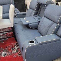 Slate Blue Power recliner sofa set with LED and USB