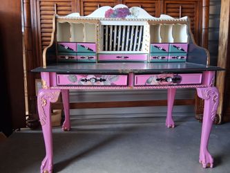 Beautiful DESK, Colorful Custom Refinishing. 50x31x52" tall