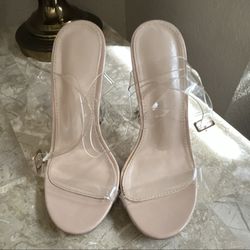 Clear Nude Strappy Heels