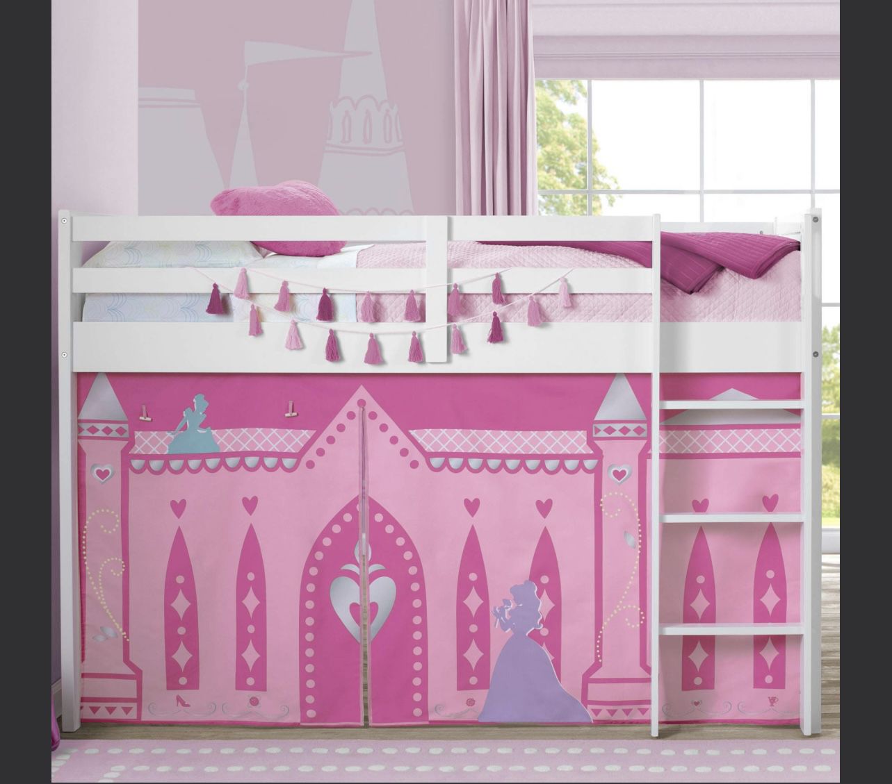 Delta Children Loft Bed Tent Curtain Set For Low Twin, Disney Princess