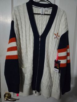Houston Astros XL Lusso V-neck Full Zip Sweater $148 Retail