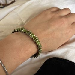 Green Rhinestone And Metal Bracelet 