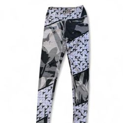 Manduka Black, White & Lavender Geometric Print Leggings Women's XS