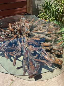 Huge 78" Handcrafted Teak Tree Root Coffee Table Base Statement Piece⁠