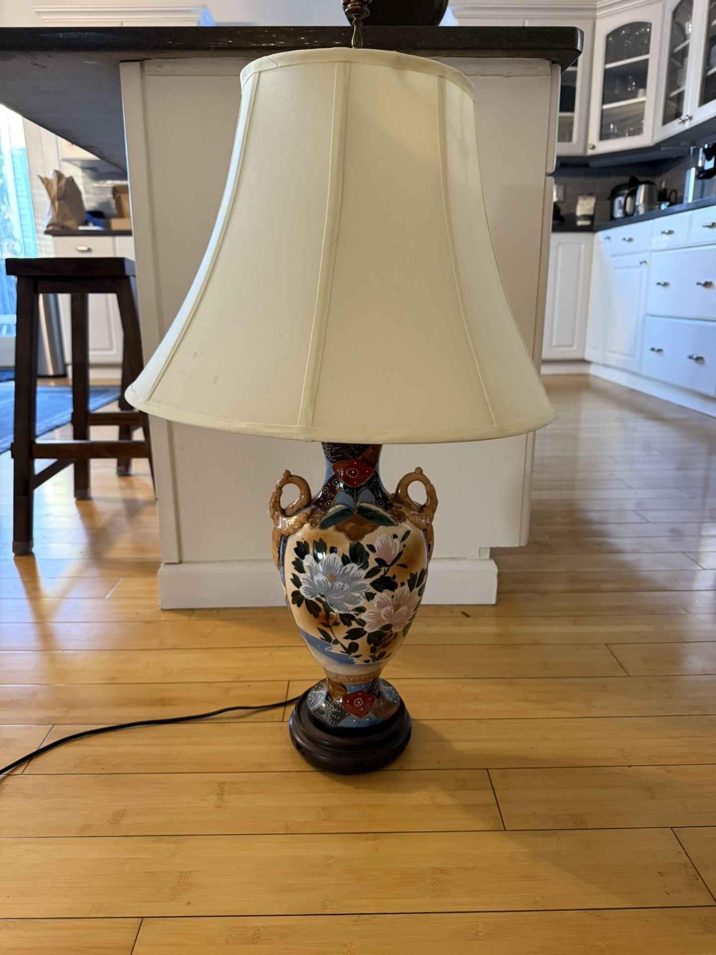 Gorgeous Vintage 1800s Royal Satsuma Japanese double handle vase converted into a one-of-a-kind lamp