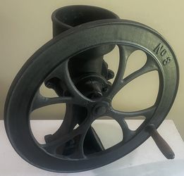 Antique No. 3 Black Coffee Grinder Mill Cast Iron Crank 19" Wheel with Handle