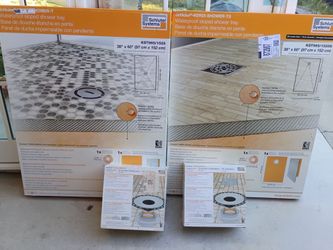 Shower base kit schedule 2 sets available now one center drain other one is left or right hand
