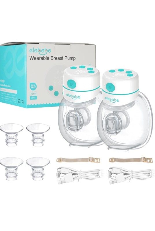 Wearable Breast Pump, S12 Hands Free Breast Pump with 3 Modes, 12 Levels, 17mm/19mm/24mm Flanges, LCD Display, Double Electric Breast Pumps Low Noise