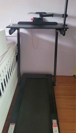 Folding Treadmill/Walking Pad with Removable Desk and Laptop Mount Attachments