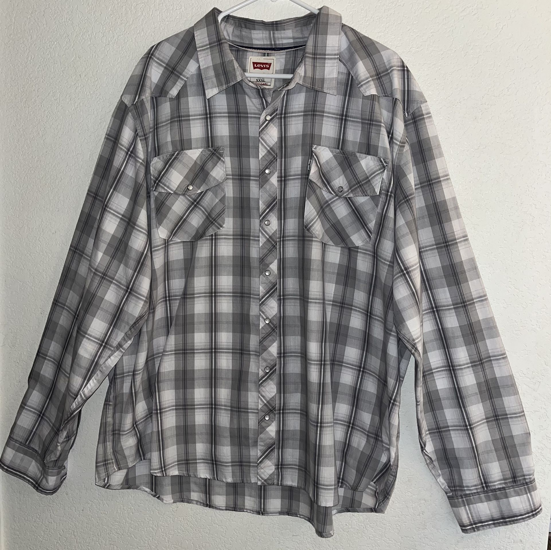 Levi’s 3XL Men’s Western Wear Pearl Snap Plaid Collared Long Sleeve Shirt