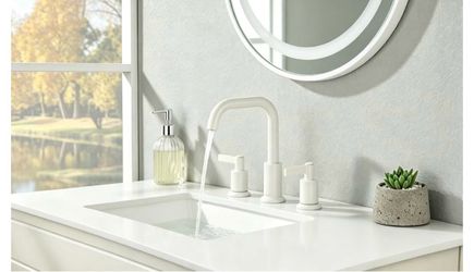 Brand new in box warm white 2 handle widespread bathroom faucet 8 inch