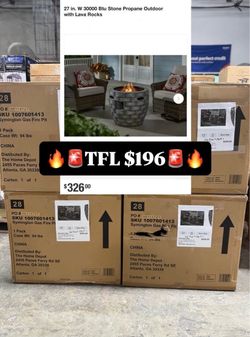 27 in. W 30000 Btu Stone Propane Outdoor Fire Pit
