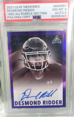 Desmond Ridder PSA 8, AUTO 9, Rare Purple Graded SPCTRM