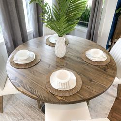 Custom Built Dining Table Solid wood Farmhouse Set Modern Rustic Bench Country Oval Round Counter Breakfast Height  Farm House 