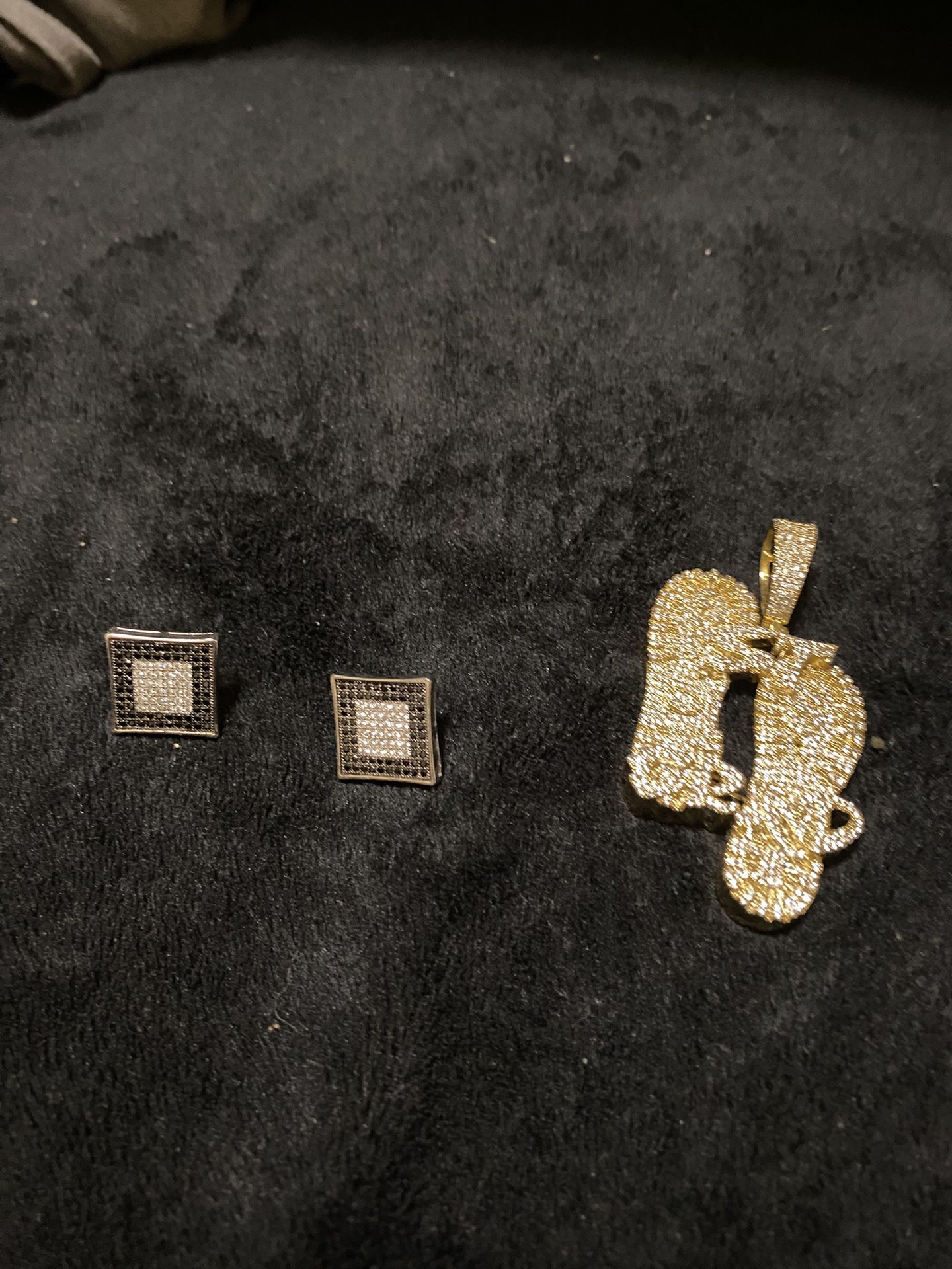 Black Diamond Earrings And Charm