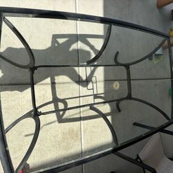 Glass Patio Table With Metal Frame, Seats 6