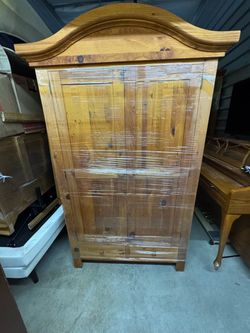 Solid Wood Armoire with Arched Crown Top