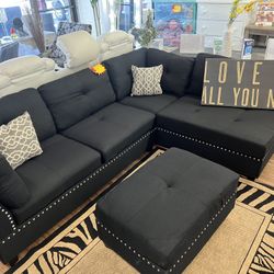 Black Sectional With Ottoman $899. 