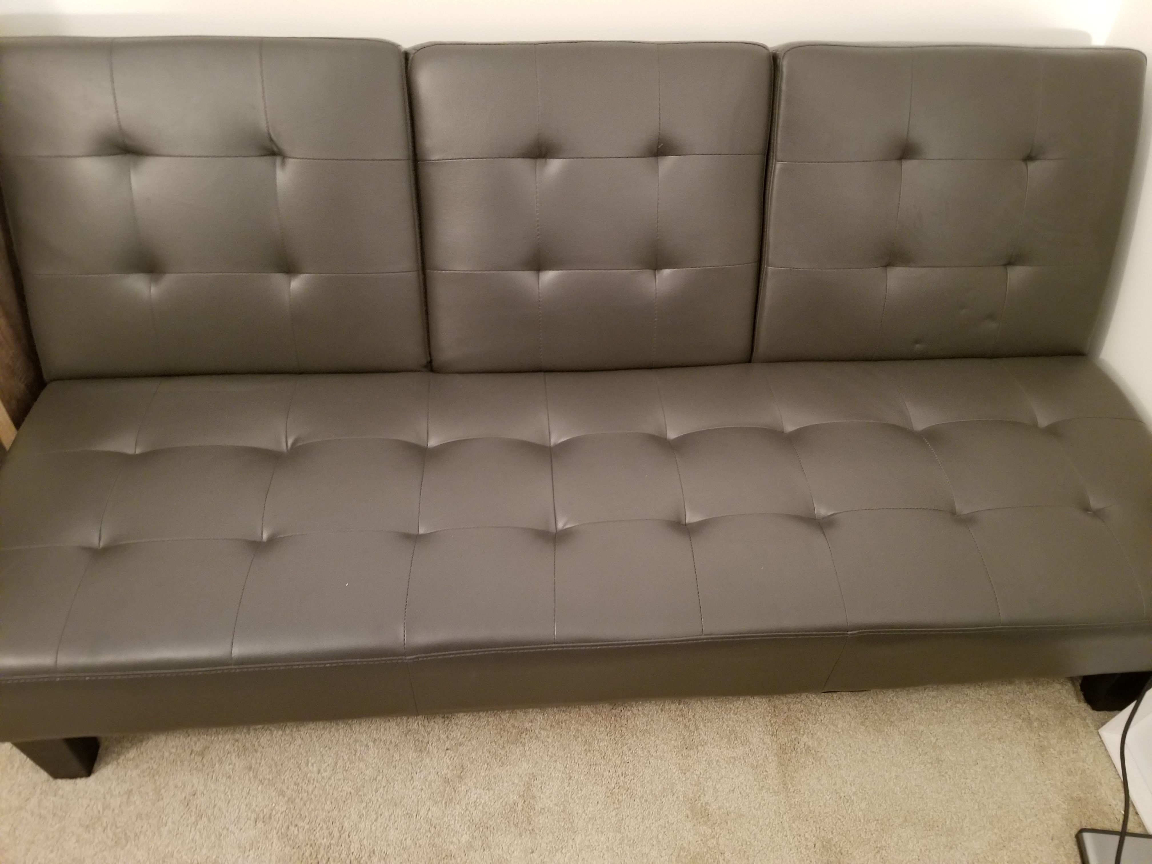 Gray Leather Futon Modern Sofabed for your living room, guest room or office.