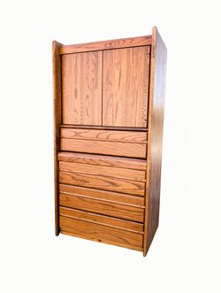 Vintage Post Modern Oak Dresser Armoire