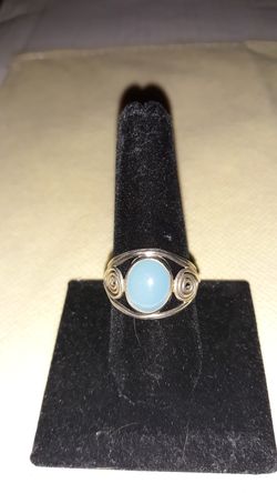 Natural Powder Blue Chalcedony Sterling silver ring