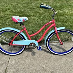 Girls 24” Huffy Cruiser Bicycle With Brand New Whitewall Tires