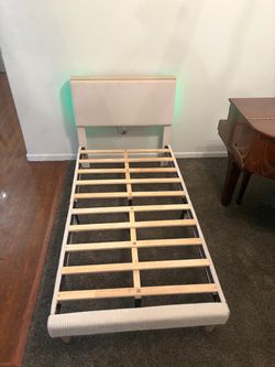 Twin Upholstered Bed Frame with LED Headboard