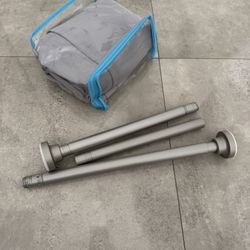 Adjustable Curtain/ Shower Bar and Grey Courtain