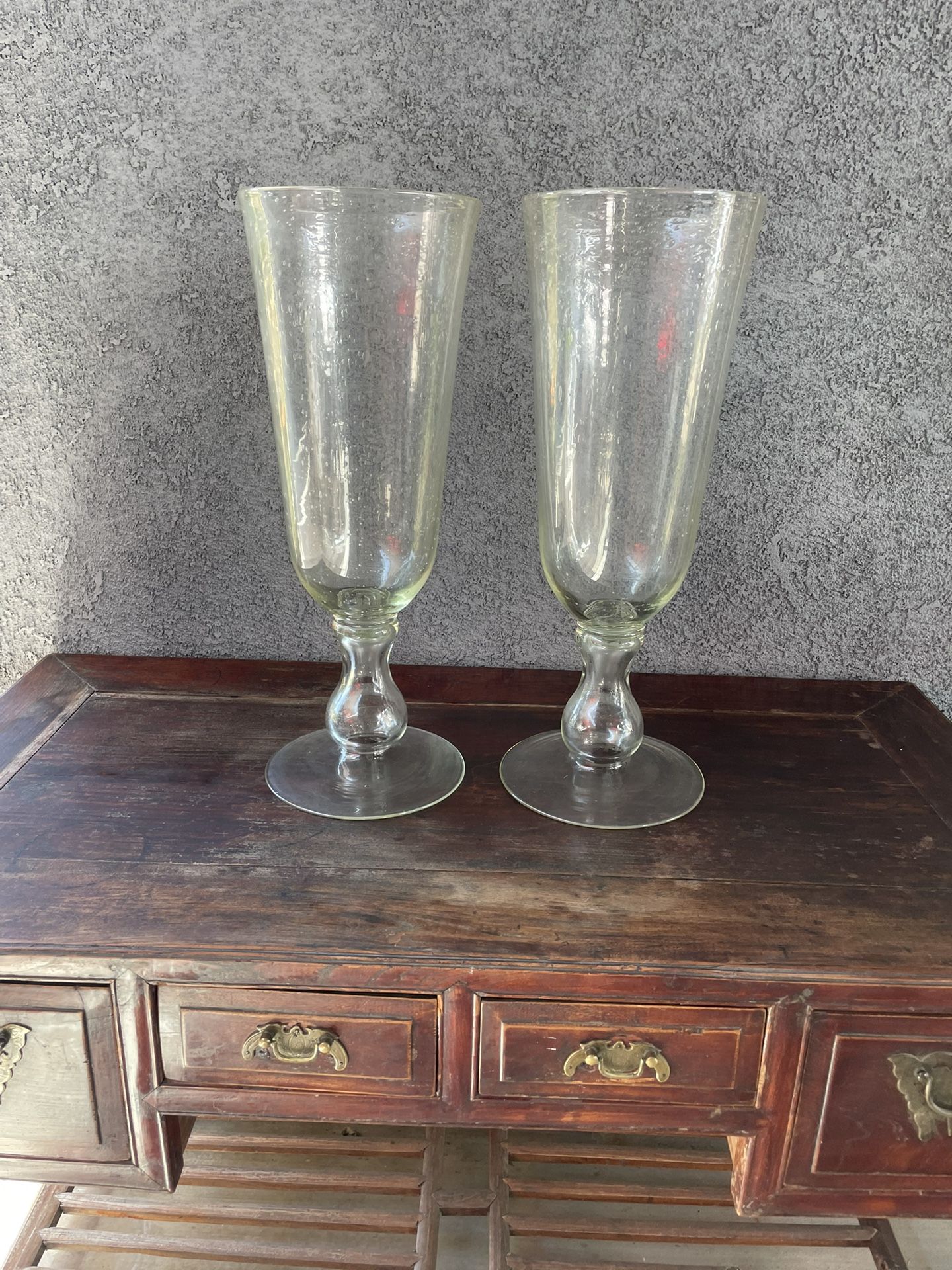 Two Large Glass Vases / Candle 🕯️ Holders 22”