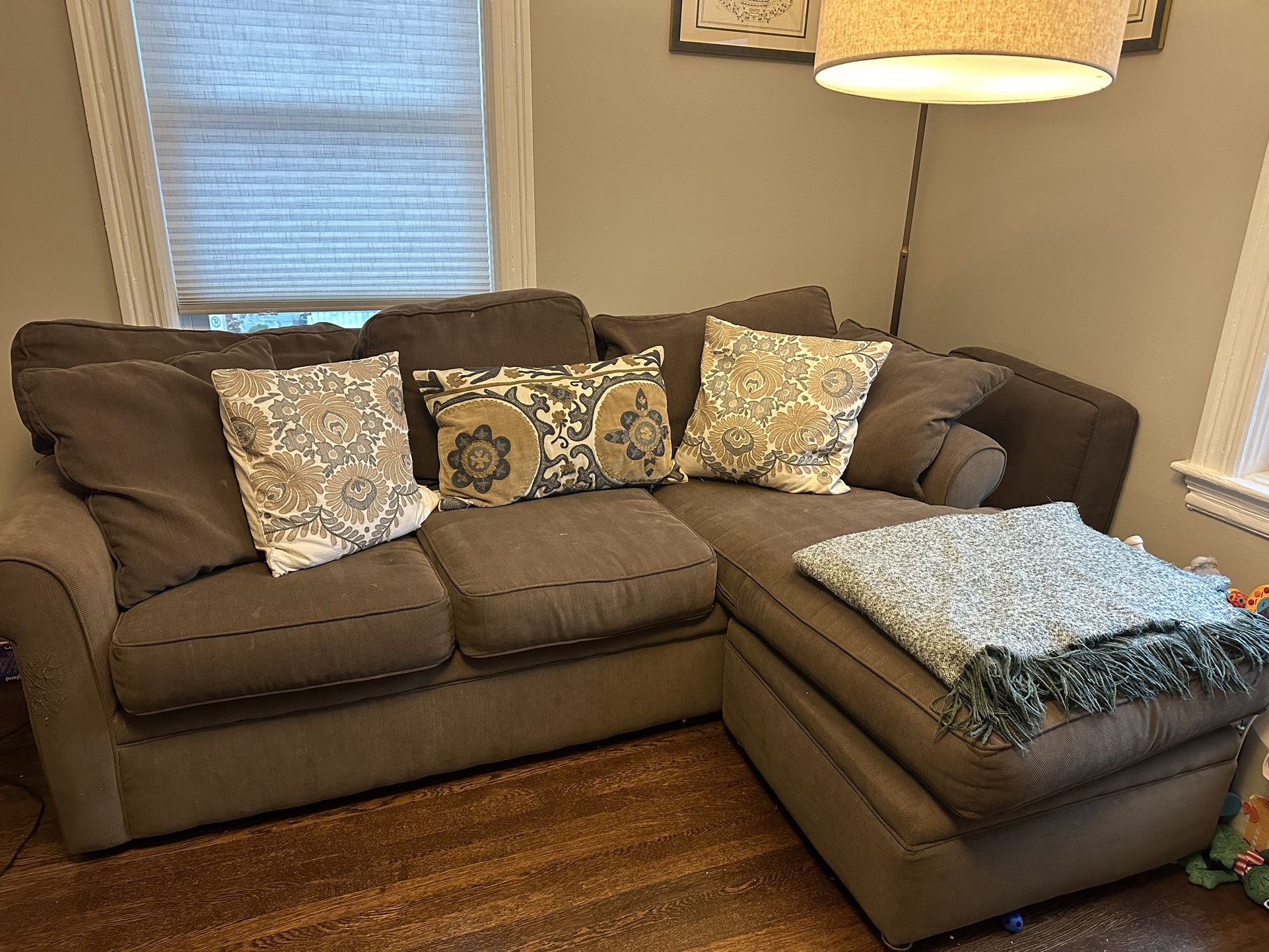 Brown Boston interiors Couch With Ottoman