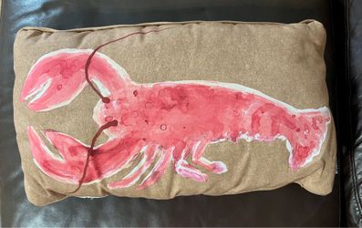 Beige Lobster Design Pillow by Marlo Lorenz