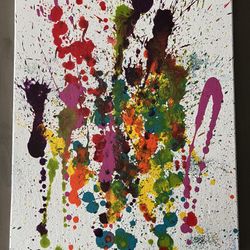 Splatter Painting 20” x 16” Home Decor Wall Art Multicolor 