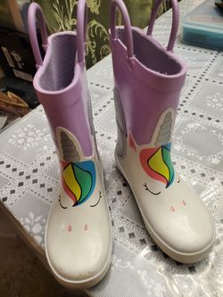 Girls, Size 10 Unicorn Waterproof Boots
