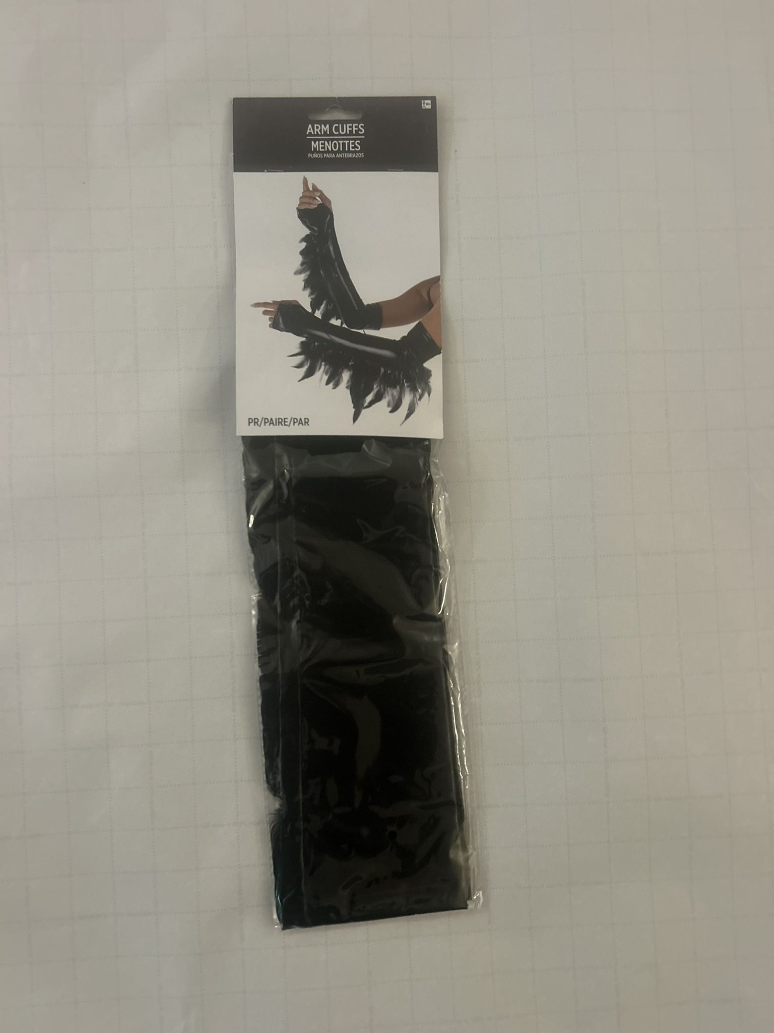 Women's Costume Black Arm Cuffs with Feathers One Size Halloween 