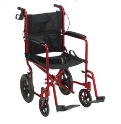 Red Transport Wheelchair with Footrests