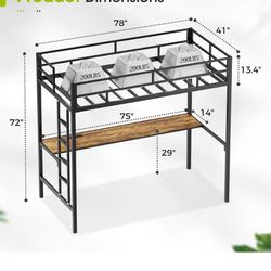 Metal twin loft bed