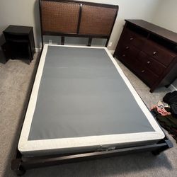 Bedroom Set - Queen Bed With Box Spring, Dresser And Side Table 