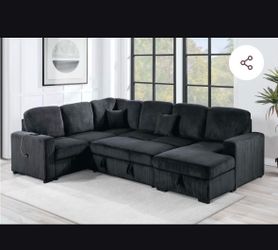$650. 4Piece Convertible Sectional  Sleeper Sofa ,Chaise Storage ,Sofa Storage & USB Ports