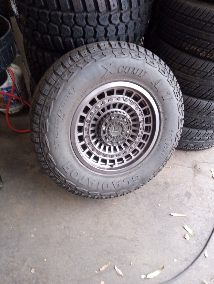 17x9 Vrock Rims 6 Lug 6x139 On Used Tires 285 70 17
