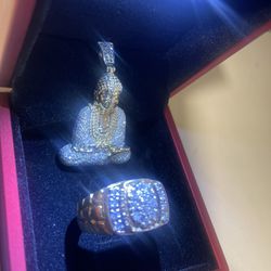 1ct diamond 14k gold ring size 11 &10k gold 1ct diamond pendant  all real no trade.