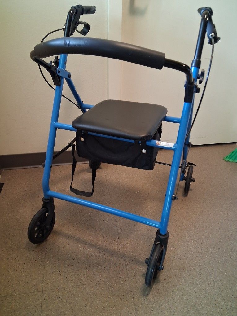 Guardian three hundred pound capacity medical walker cornflower blue great condition like new good brakes under Seat storage