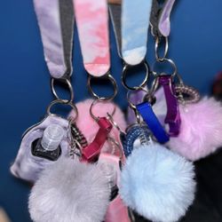Lipstick Case,Sanitizer Bottle Case,keychain Pendant,Plush Ball Ornament Set