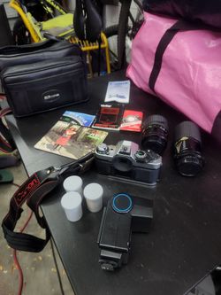 Canon AE-1 film camera, complete photography kit.